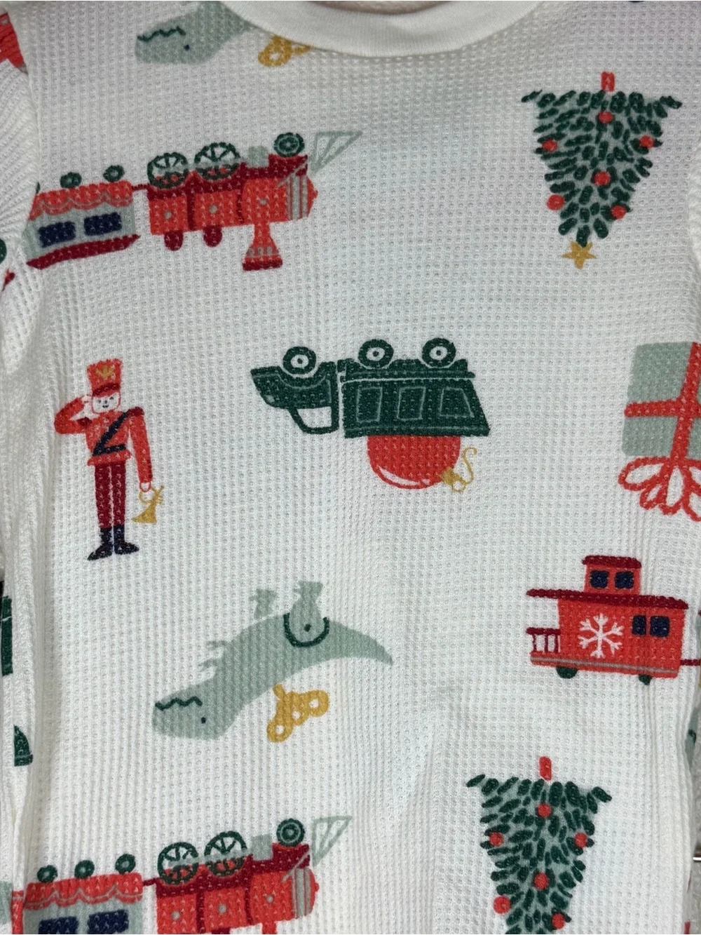 NWT Carters 12month Waffle Knit Thermal Christmas Holiday Pajama Set Cozy Comfy